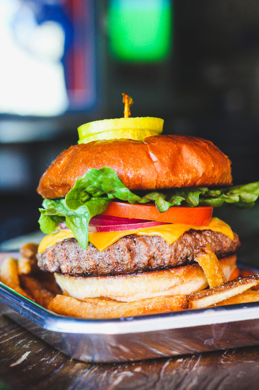 The Classic burger and fries